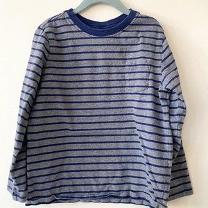 Hanna Andersson Long-Sleeve Striped Gray/Navy T-shirt Sz 120 (6/7)